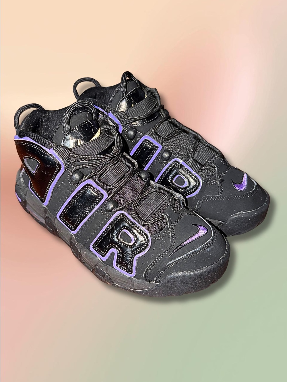 Nike Air More Uptempo GS 5.5Y Black Purple DX5954-001